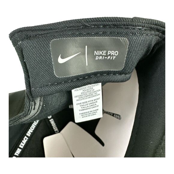 Nike Pro Cap Hat Youth Unisex Adjustable SnapBack Black Spell Out Swoosh NWT - Picture 8 of 8
